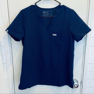 Womens Figs Scrub Top Navy One Pocket Size Small